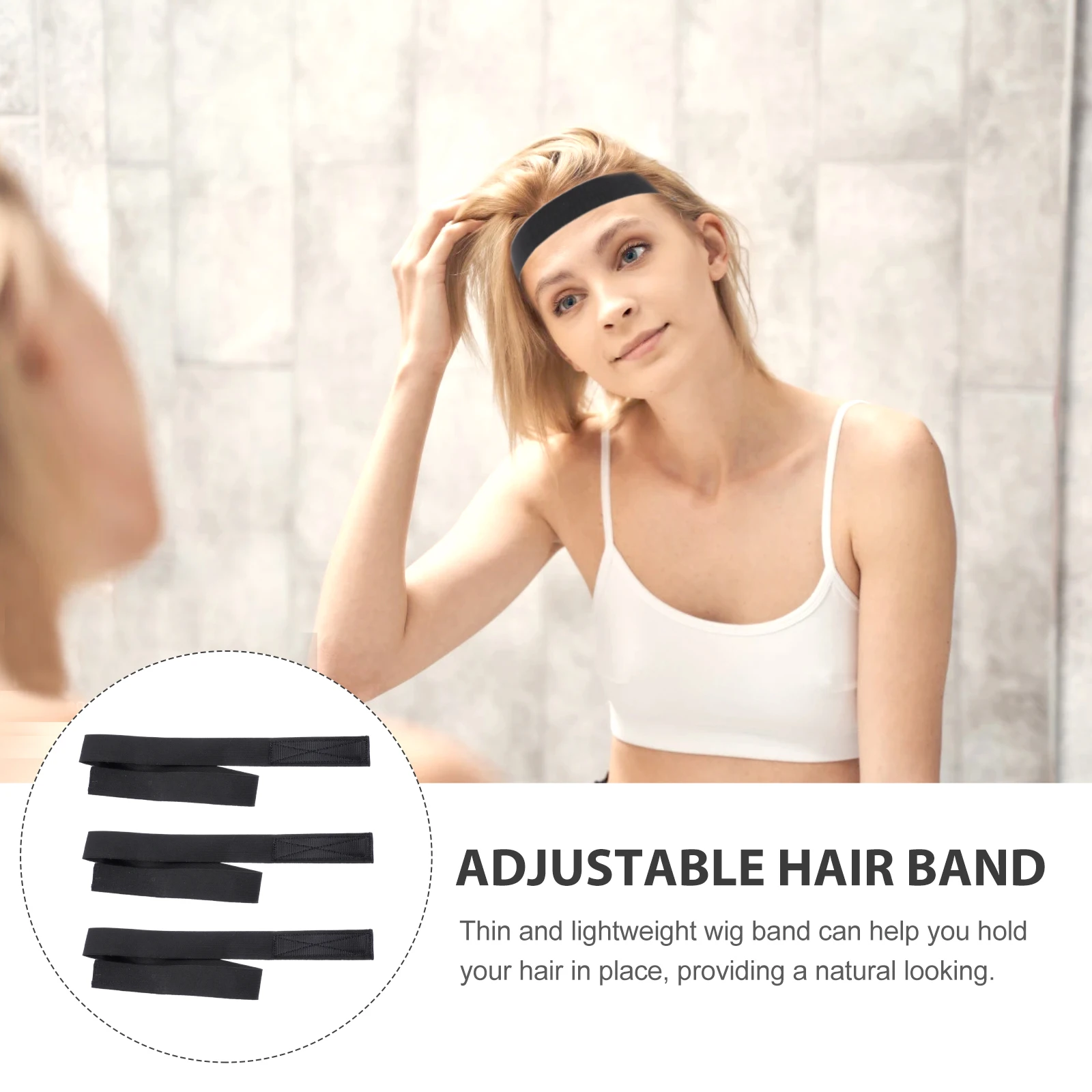 

3pcs Elastic Band Slip-Proof Headband Lightweight Non-Sticky Reusable Hairband for Wigs Edges Holders Durable