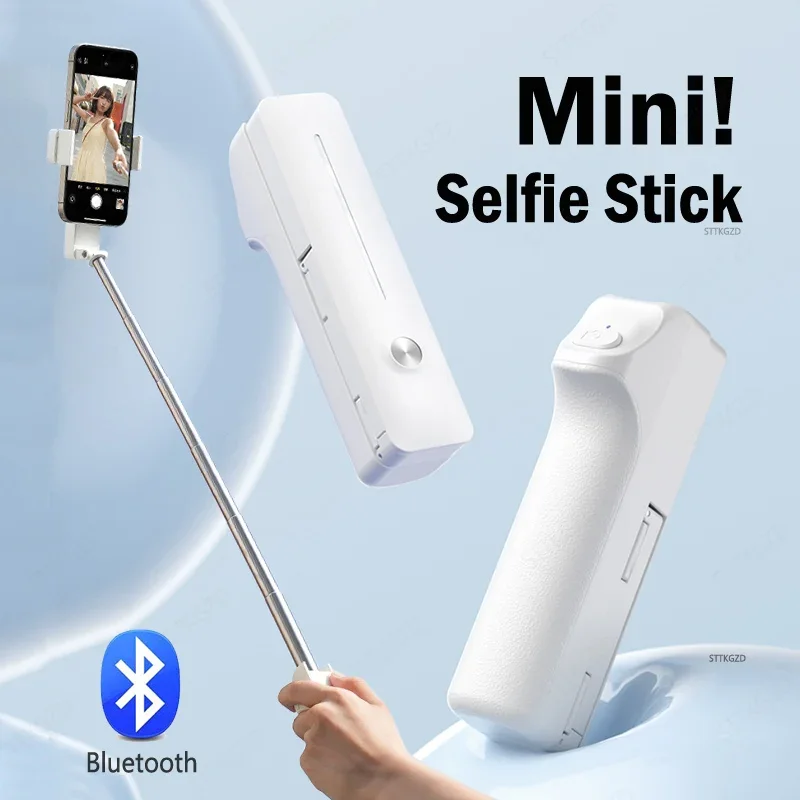 Super Mini Selfie Stick ที่วางโทรศัพท์แบบพกพาแบบบูรณาการรีโมทบลูทูธไร้สายแบบขยายได้สําหรับการถ่ายทอดสด TikToke
