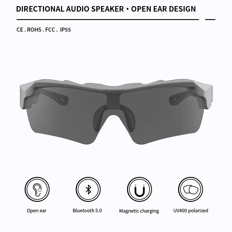 Inteligentne okulary Bluetooth 5.0 słuchawki jazda sportowe okulary bezprzewodowy zestaw słuchawkowy słuchawki UV400 spolaryzowane soczewki muzyczne okulary