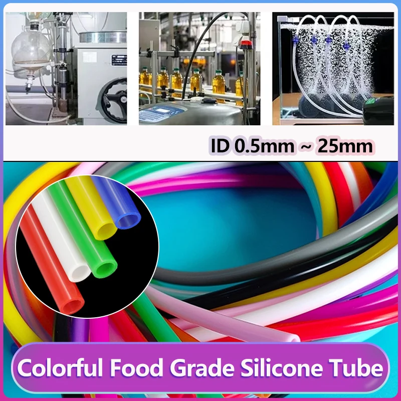 

Food Grade Flexible Colored Silicone Tubing ID 0.5mm~25mm Tasteless High Temperature Soft Pipe Aquarium water Tube Silicone Hose