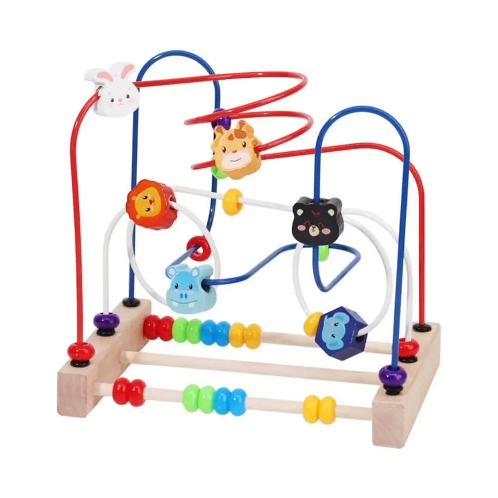 Wooden Wooden Beads Toys Colorful Interactive Design Early Education Toys Animals Shapes Counting Learning Bead Maze