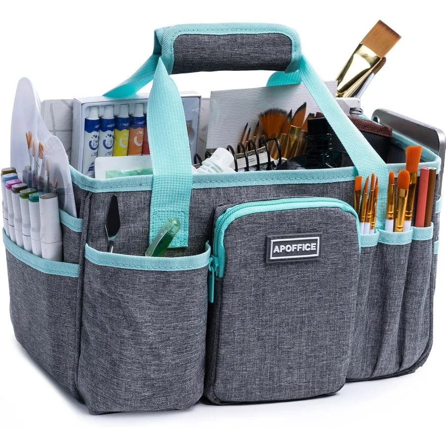 

Art Supply Organizer Tote Bag with Multiple Pockets and Adjustable Divider for Sewing Scrapbooking School Office and Medical Su