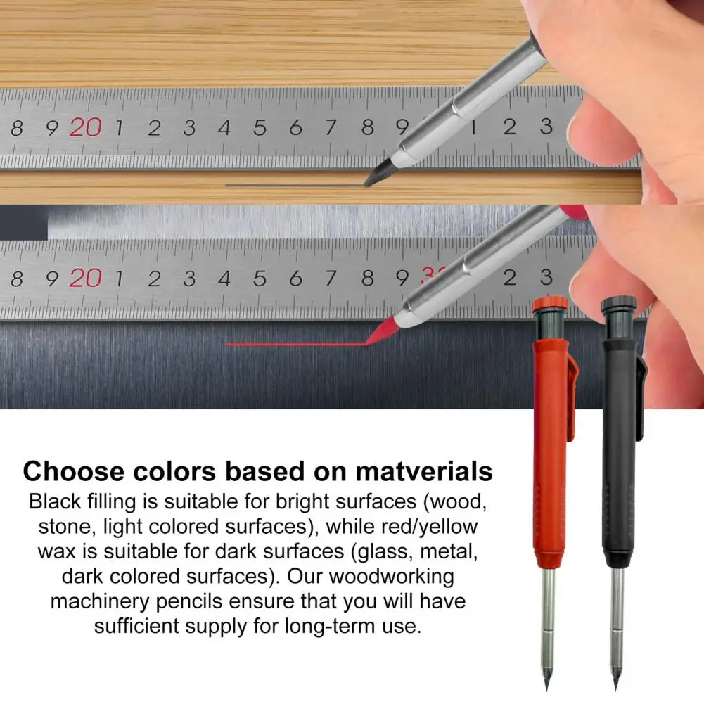 Lápices de carpintero con 18 recargas, lápices mecánicos de construcción, sacapuntas incorporado, Punta larga, marcador de lápiz de agujero profundo
