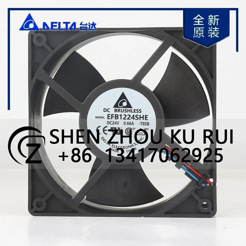 

Delta12V 48V DC24V 0.66A AC EC 12038 120X120X38MM 12CM трехпроводной инвертор Emerson CT Высокий объем воздуха EFB1224SHE-T8SB охлаждающий вентилятор