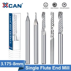 XCAN CNC Router Bit 3D Single Flute Milling Cutter 3.175 4 6 8mm Shank One Flute Spiral Carbide End Mill Cutter for Wood PVC