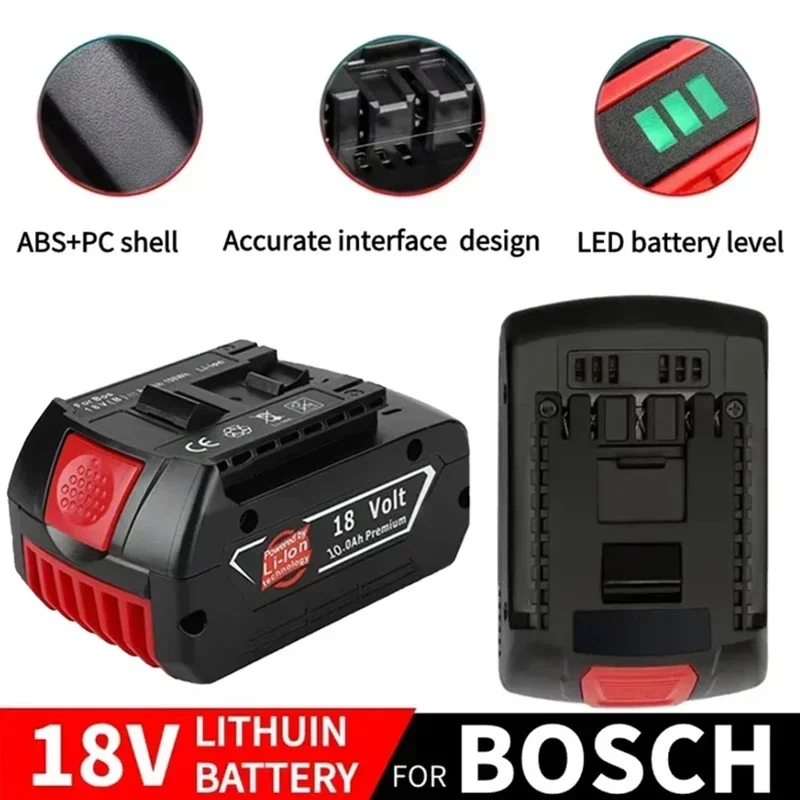 2024 NEW 18V 10000mAh Replacement Battery For Bosch 18V Professional Systeem Draadloze Tools Bat609 Bat618 Gba18v80 21700 Cell