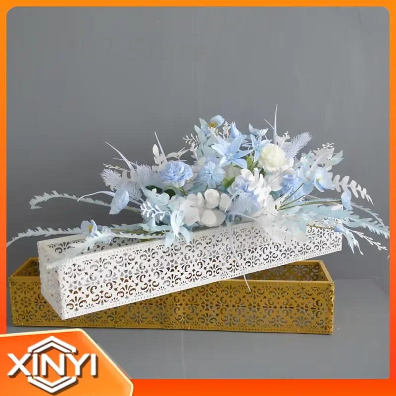 Flower Arrangement Shelf for Wedding Props Wrought Iron Grid Flower Groove Stage Decoration Road Guide Foam Board Simulation