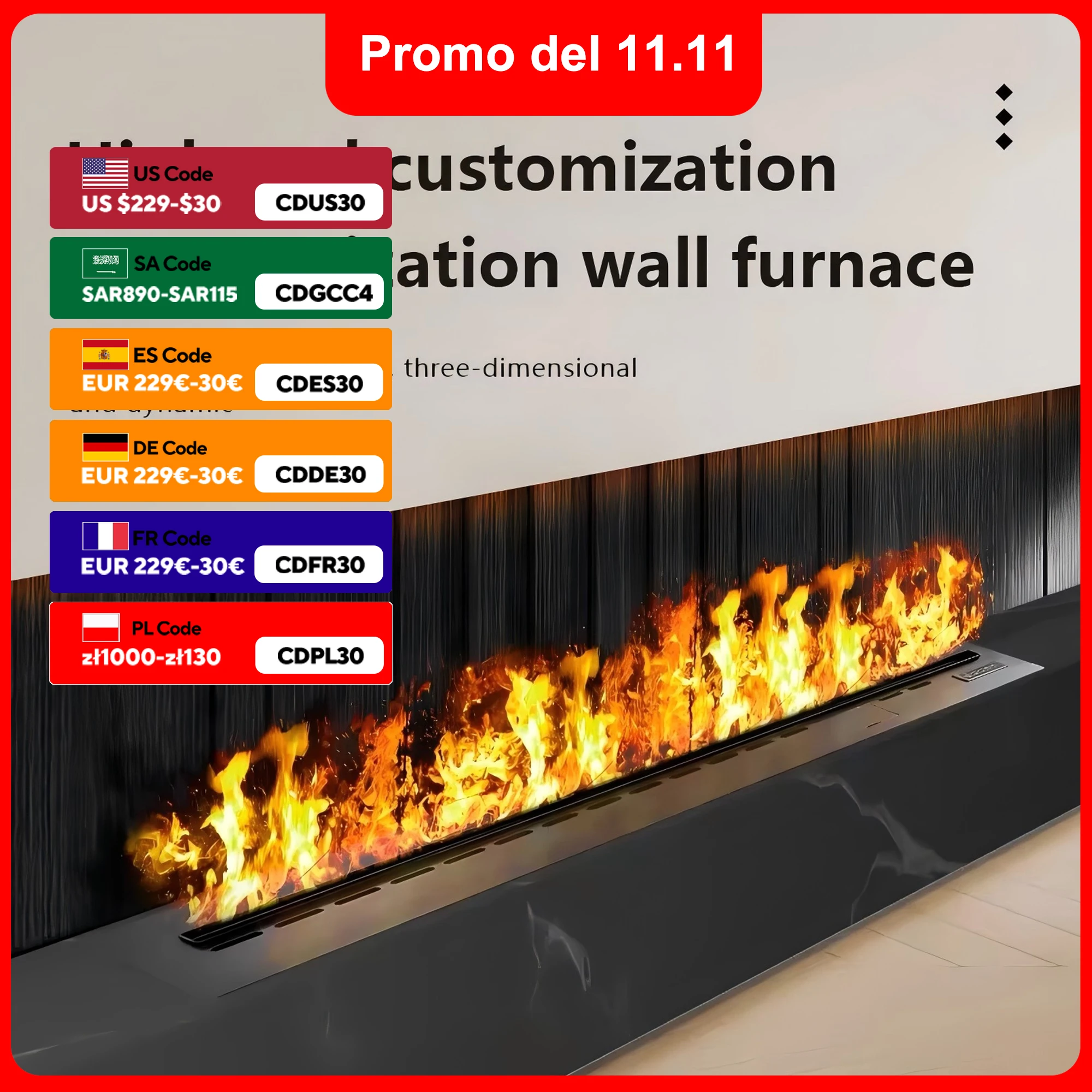 Camino elettrico a vapore intelligente per interni Fiamma colorata Decorazione TV ecologica Nessun rischio di incendio Camino moderno con nebbia 3D