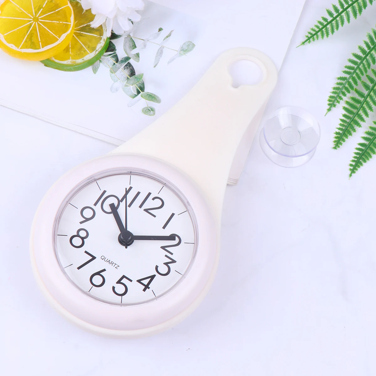 

Wall Clock Digital Bathroom Waterproof Shower Silent Non-ticking Alarm Hanging White