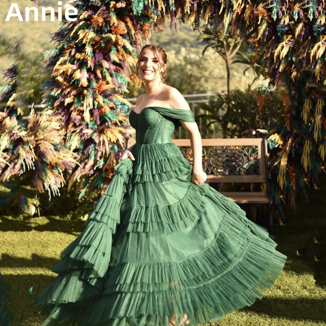 Green Prom Dresses Multiple Layers Of Tulle 2024Evening Dress فساتين السهرة A-shaped Wedding Formal Occasions Party Dresses