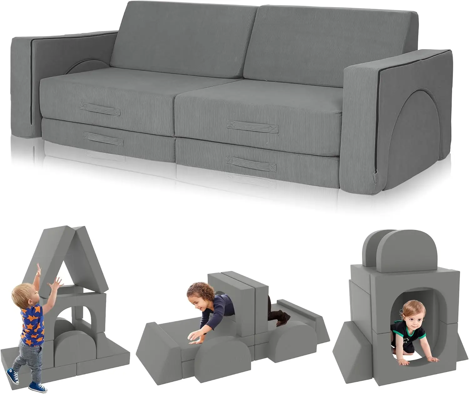 

Kid Play Couch, 10PCS Kids Couch Sectional Sofa Soft & Stylish Toddler for Playroom Bedroom, Kids Adults, Floor Foam