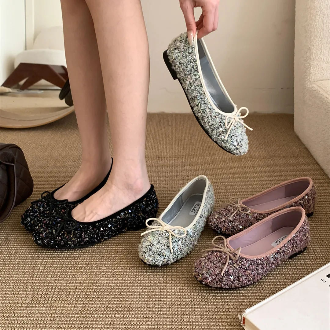 

Bailamos Spring Women Flats Fashion Round Toe Shallow Slip On Ladies Elegant Ballerinas Shoes Soft Low Heel Boat Shoes