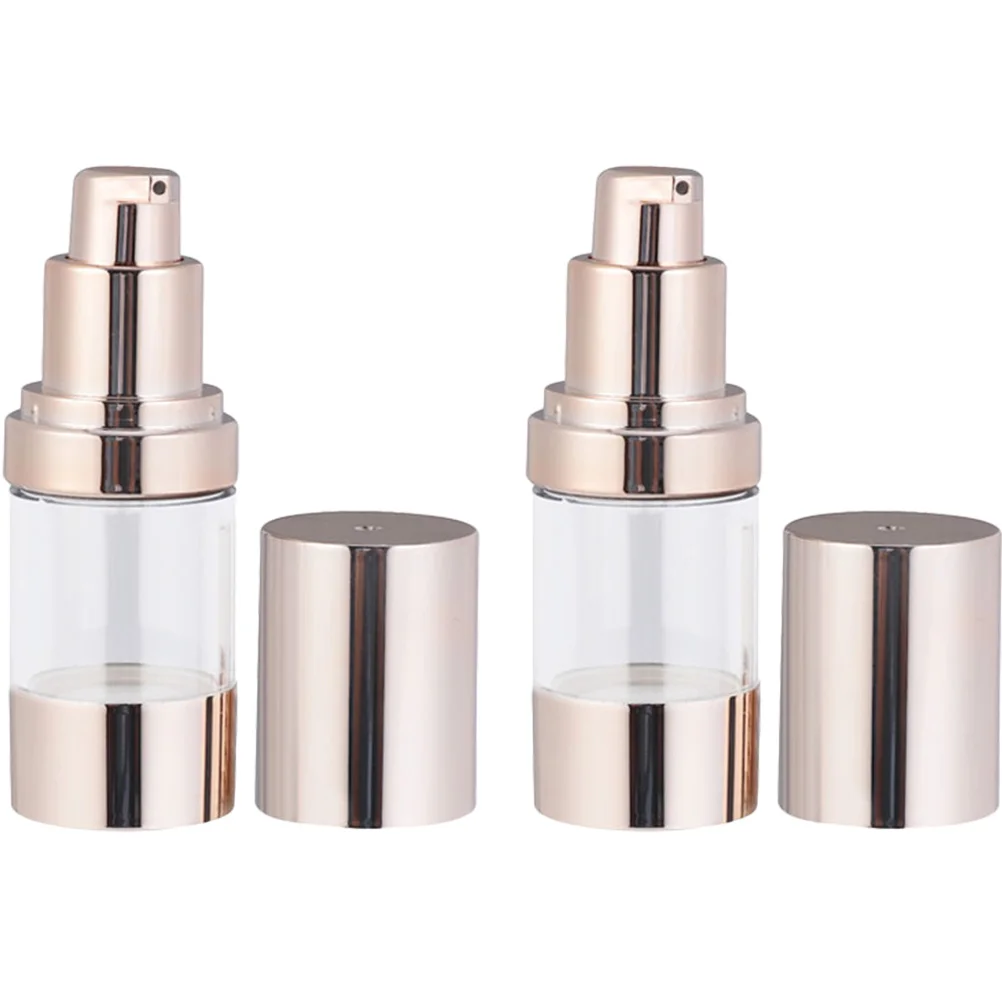 

2pcs Airless Pump Jars Reusable Travel Cream Containers Leak Proof Empty Bottles For Skincare Lotion Essential Oils