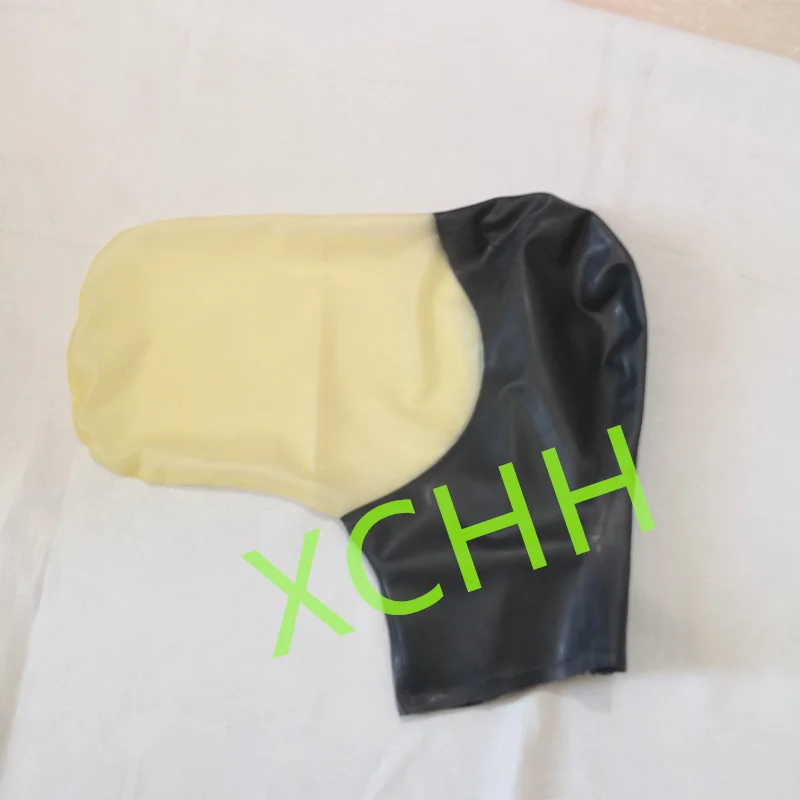 

Handmade Latex Hood Rubber Mask Black with Transparent Back Zip Sexy Fetish Headgear Customize Halloween Cosplay Costume