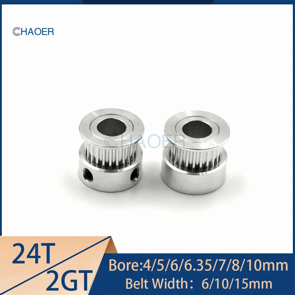 

2GT 24 Teeth Timing Pulley Bore 4/5/6/6.35/7/8/10mm For Belt Width 6/10/15mm GT2 24Teeth Small Backlash Synchronous Wheel Gear