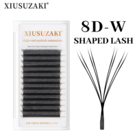 XIUSUZAKI 8D W-Shaped Eyelashes Extensions 8 Tips C/D Curl High Quality Individual 4D W Double Tips Premade Fans False Lashes