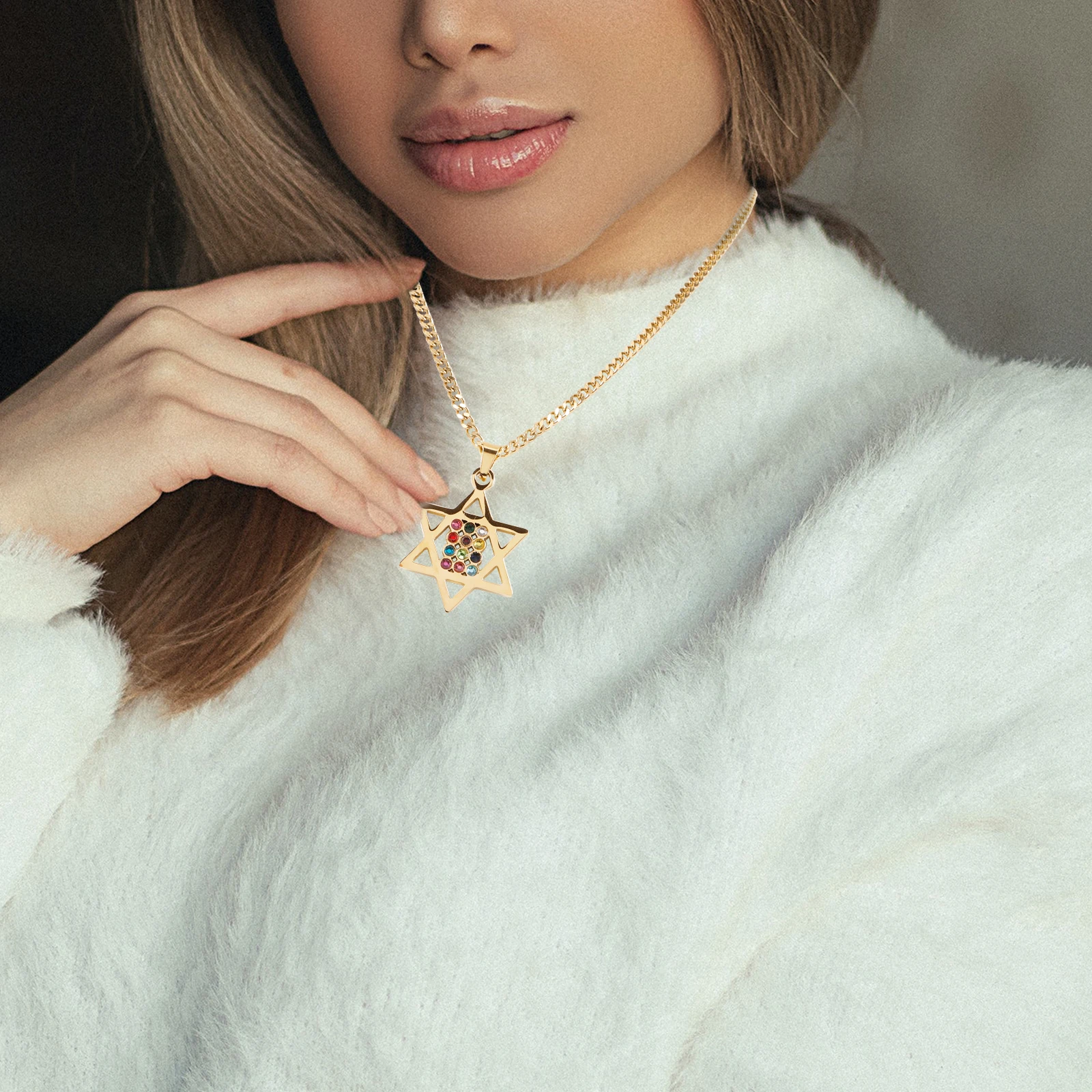 

Stainless Steel Women Fashion Hexagram Necklace Pendant Necklace Women Fashion Minimalist Chain Necklaces Gifts