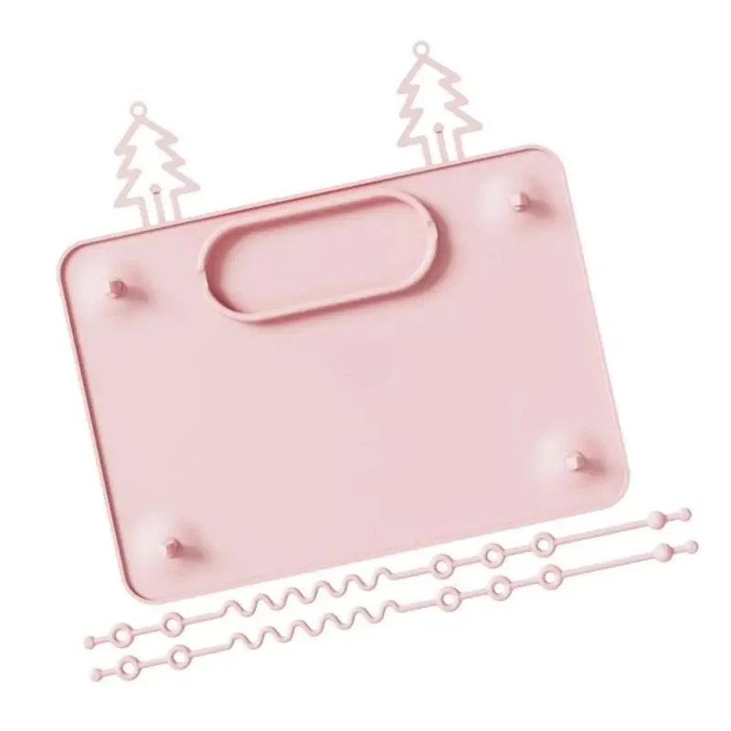 مفرش طاولة من السيليكون لإطعام الطفل مع كوب شفط مضاد للسقوط، صينية للوجبات الخفيفة للأطفال، لعبة أدوات المائدة، حبل معلق