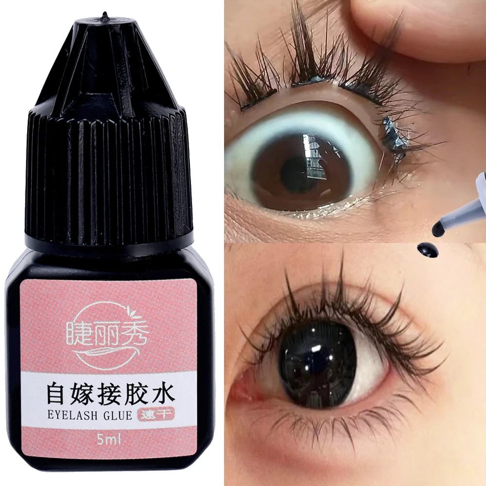 5ml Natural Eyelash Glue Quick Drying Long Lasting Eyelash Extension Supplies Adhesive Black Eyelash Cluster Glue Makeup Tools