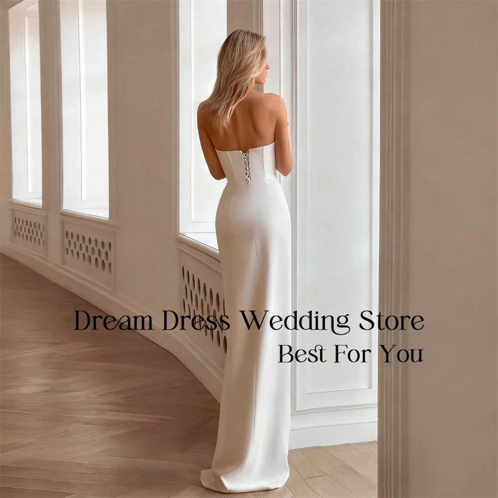 DREAM Sexy Mermaid Wedding Dress Pleat Strapless High Side Split Open Back Sleeveless Bridal Gown Vestidos De Noiva Customized