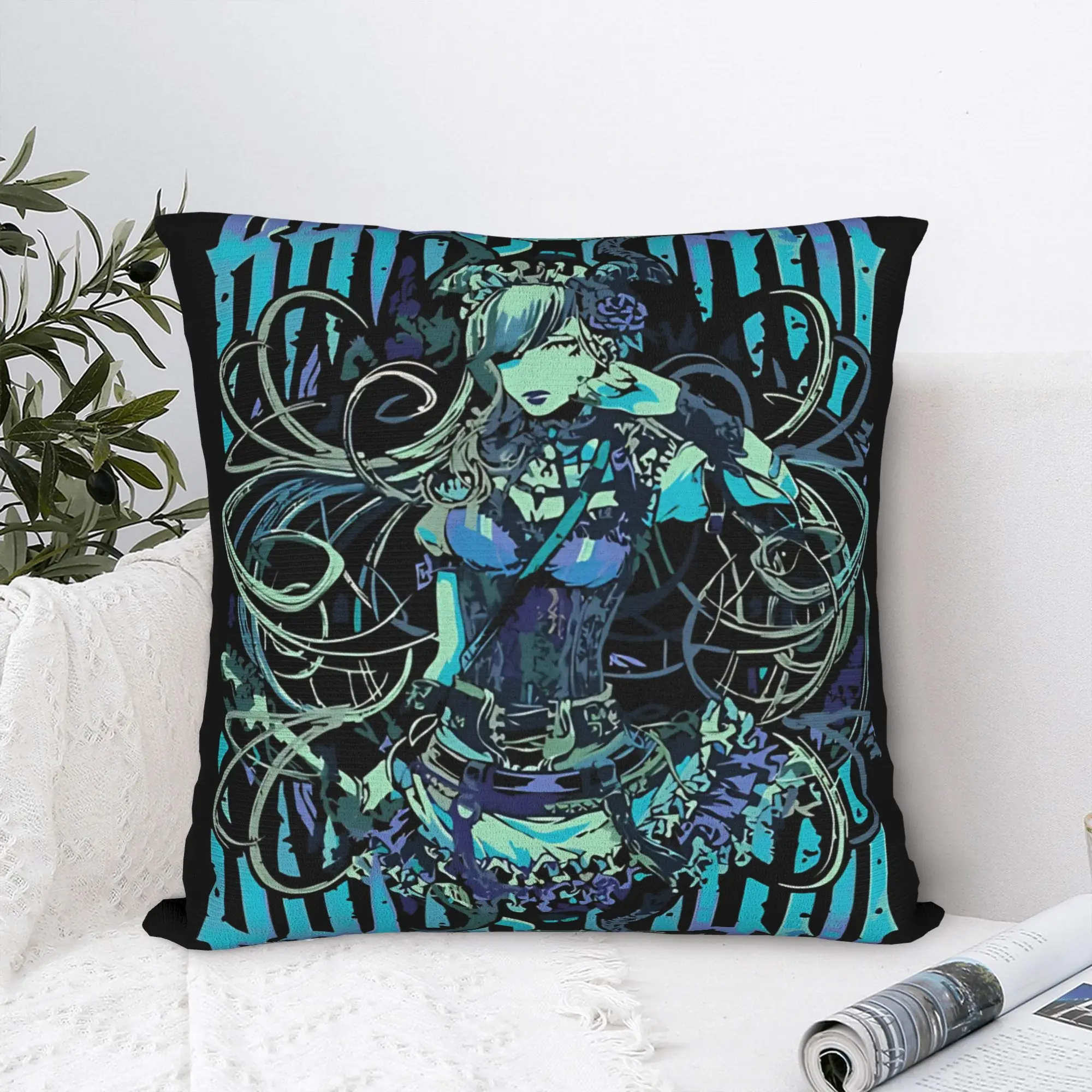 Brown Band Maid Beautiful Model Retro Square Pillow Case  Cushion Cover Awesome Polyester Decorative Pillowcase for Home 40x40cm