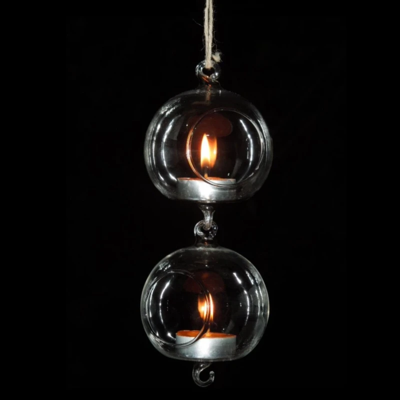 

8sets/pack Diameter=8cm Small Size Glass Terrarium Candle Holder Transparent Hanging Decoration Vase Wedding Live Prop Pendant