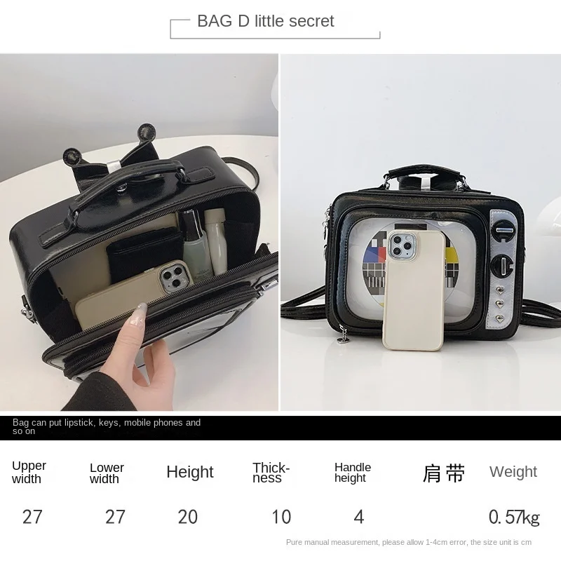 Women shoulder bag funny TV shape crossbody bag casual double shoulder message bag girls flap bag