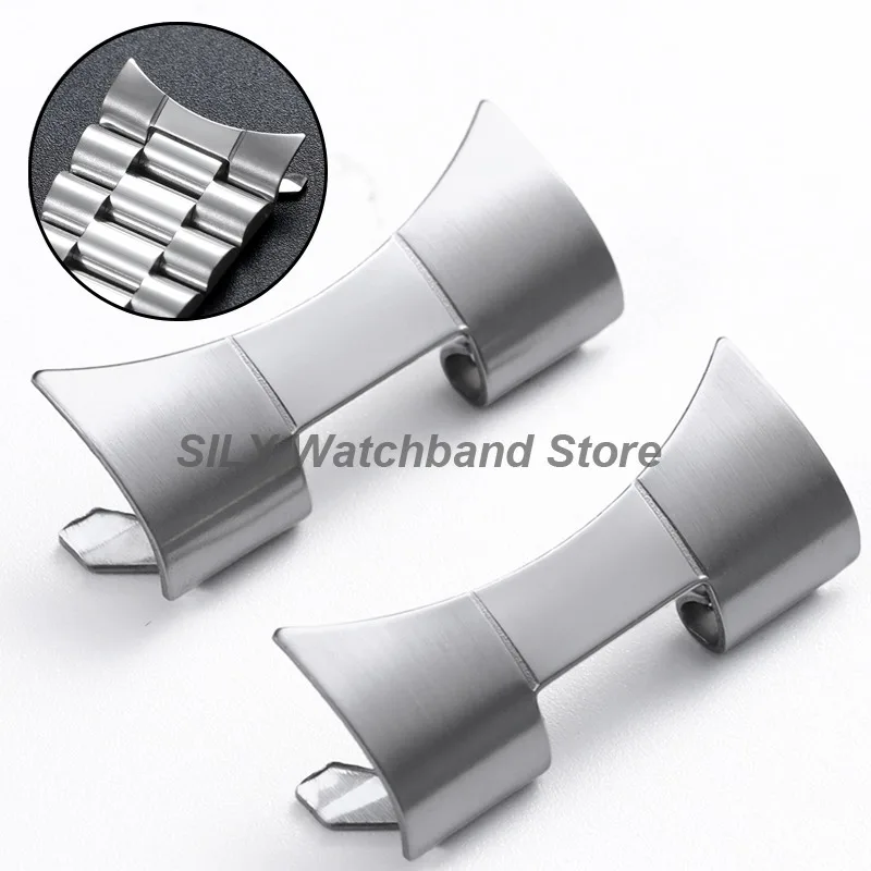 12/14/16/18/19/20/22/24 mm Armband-Adapter, Edelstahl, gebogenes Ende, Verbindungsstück für Seiko, matt polierter Adapter für Rolex