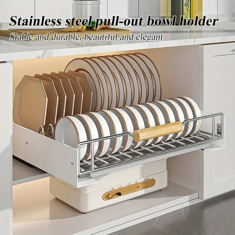 Kitchen Pull-Out Bowl and Dish Rack Cabinet Storage Rack Household Tableware Bowl and Dish Partition Kitchen Accessories