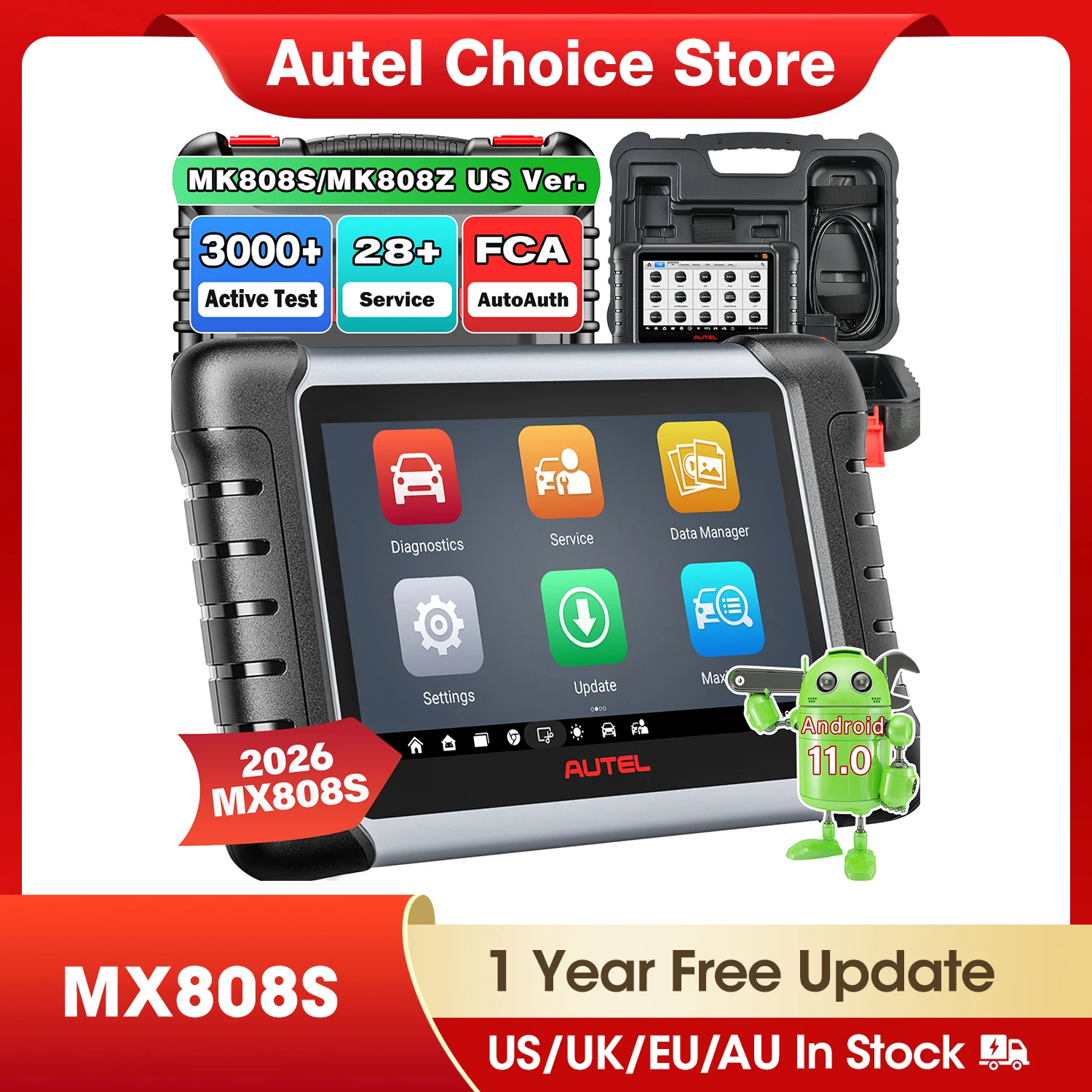 Autel MaxiCheck MX808S OBD2 Scanner Car Bi-directional Diagnostic Tools OE All Systems Diagnostic 28+ Services Same as MK808S