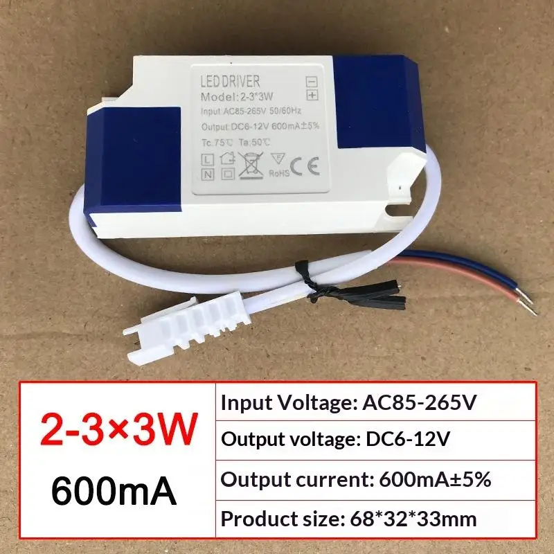 2 1Pcs LED Power Supply DC 3-4V 600mA Switch Transformer for DIY 1W 2W 3W Aquarium Lighting Fixtures