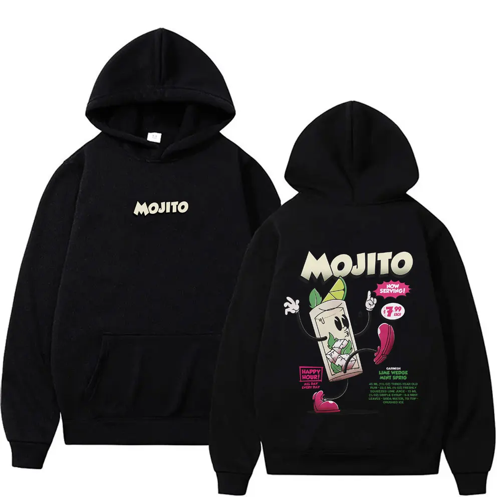 

Mojito Cocktail Funny Meme Hoodie Men Women Cartoon Humor Harajuku Pullover Men's Casual Fleece Cotton Vintage Hooded Sweatshirt