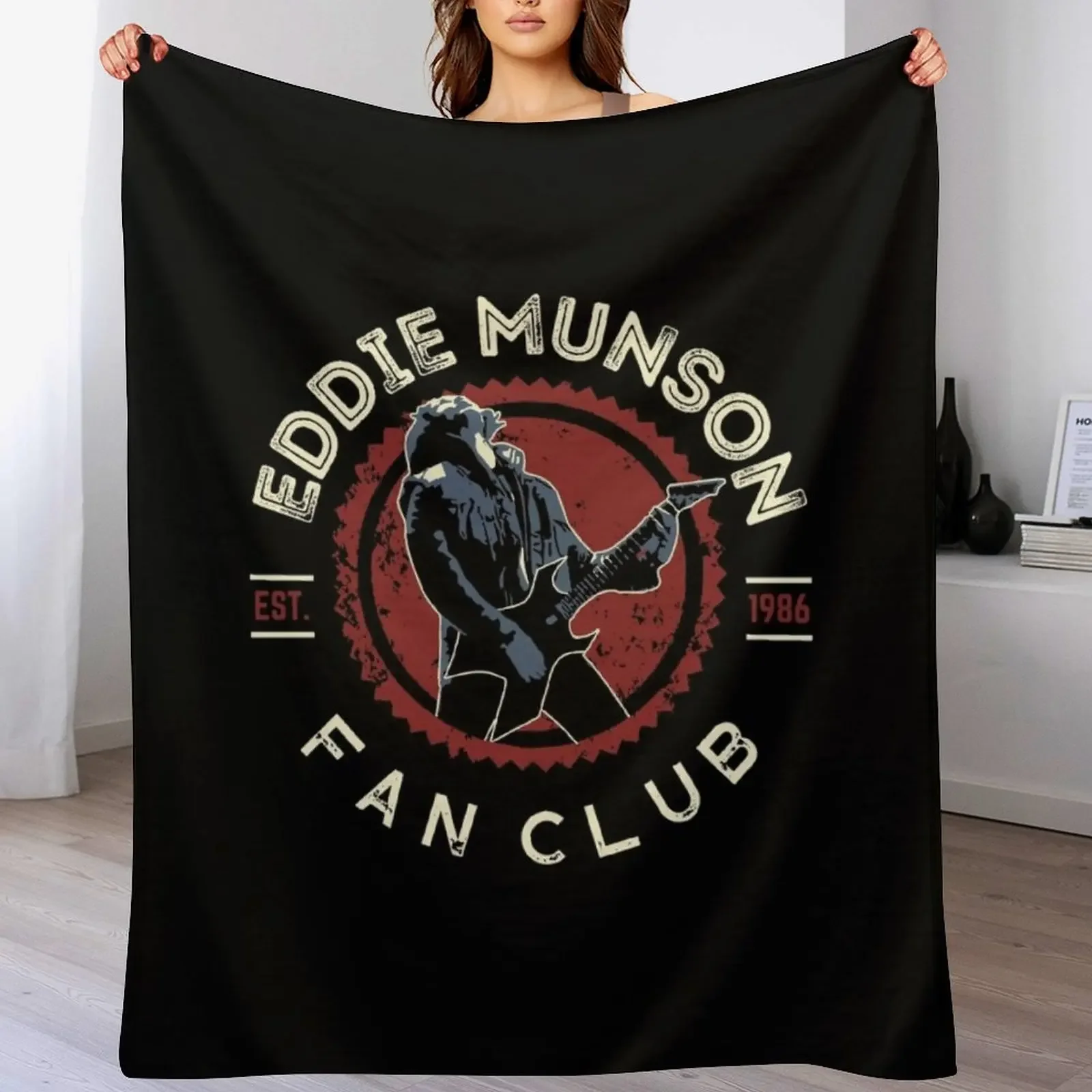 Eddie Munson Guitar Fan Club Throw Blanket Beach Warm Blankets