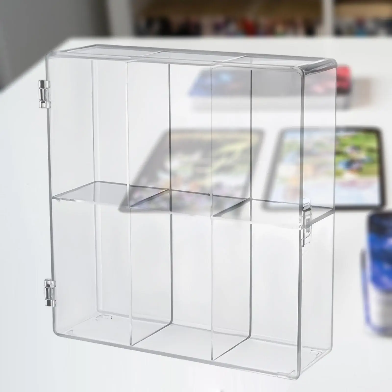 Action Figure Storage Case Clear Acrylic Organizer 2 Layer 6 Grids Acrylic Display Case for Cosmetic Doll Model Cars Model