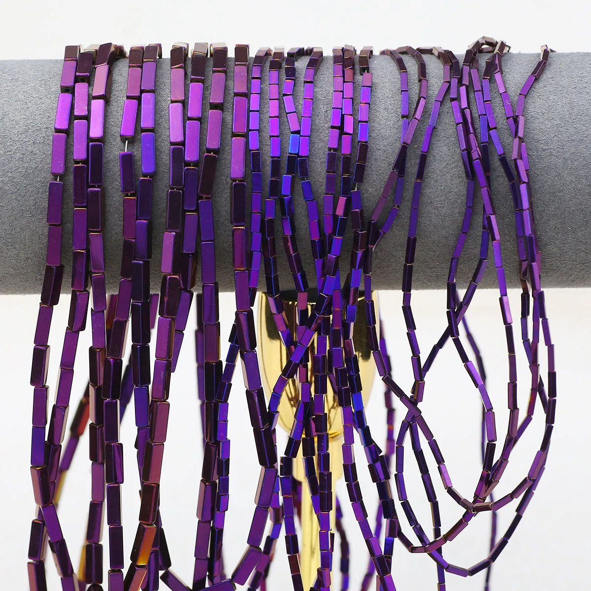 Natural Stone Plating Purple Rectangle Hematite Spacers Loose Beads For DIY Jewelry Making Bracelet Necklace Accessories 4/6/9MM