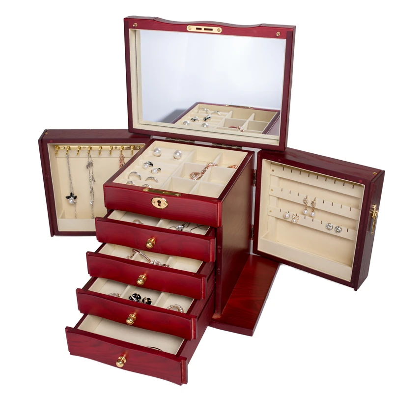 Jewelry European lock exquisite storage box antique Chinese style wood retro luxury jewelry box