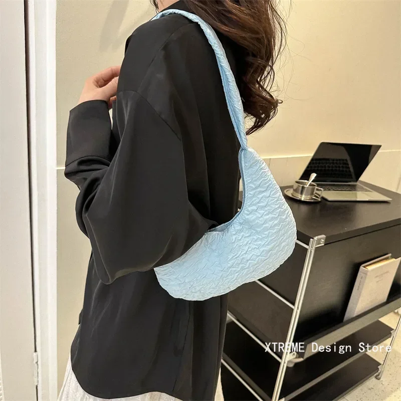 Korean Version Soft Women Shoulder Bag Casual Simple Handbags Designer Artistic Style Underarm Bag Sweet Dumplings Bag