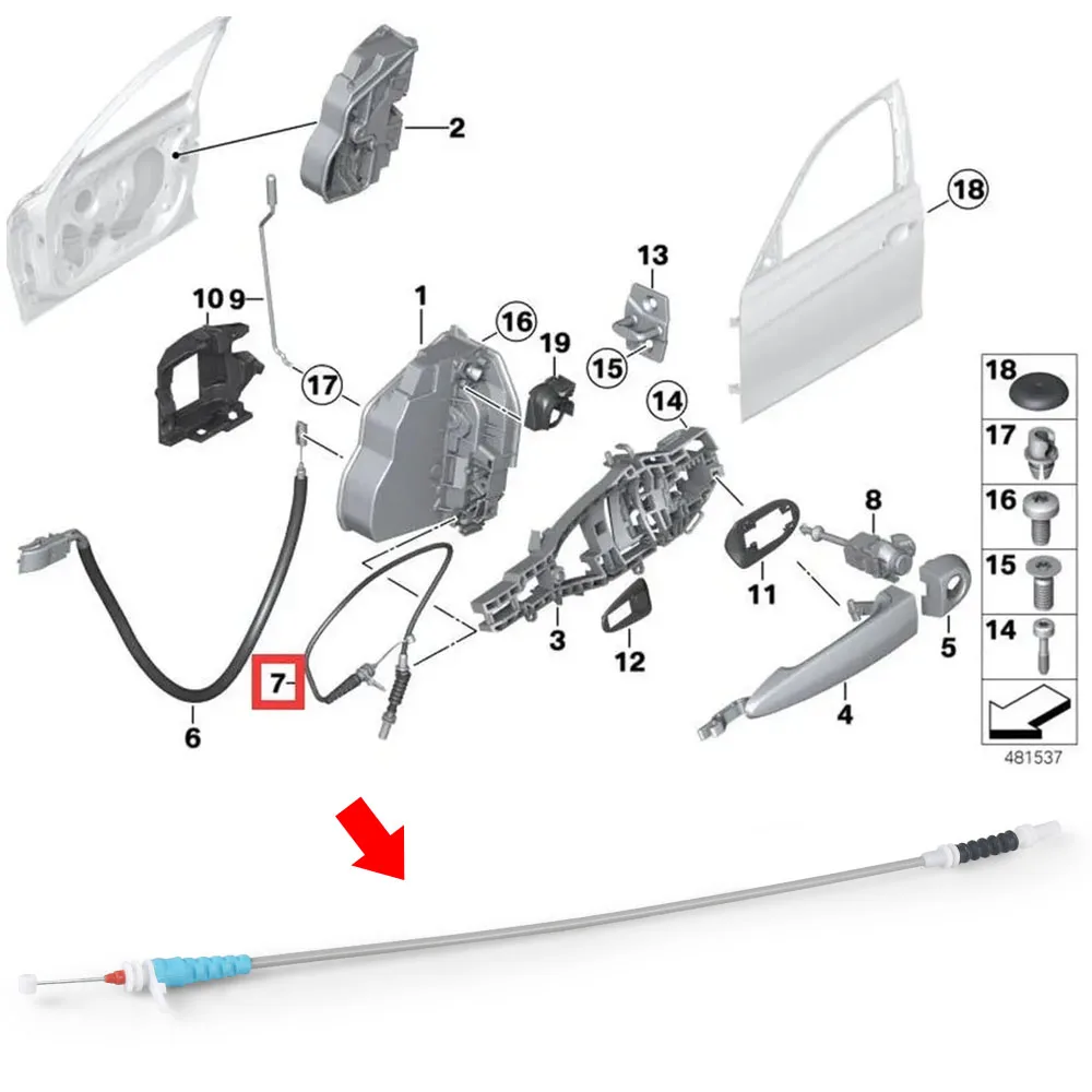 51217259828 Auto Parts Front Left Right Door Hood Release Cable Fits For BMW 3' F30 F31 F35 LCI 330i 318Li 320i Door Lock Bowden