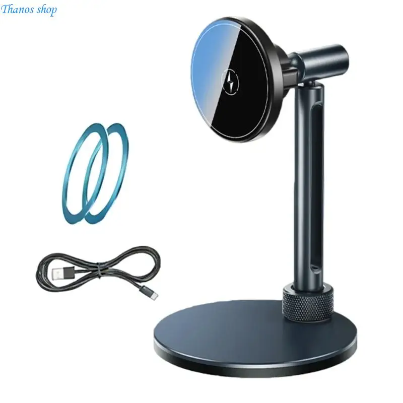 

Wireless Fast Charging Stand Bracket 360 Degree Rotating Charging Holder Aluminum Construction Desktop Phone Stand X37A