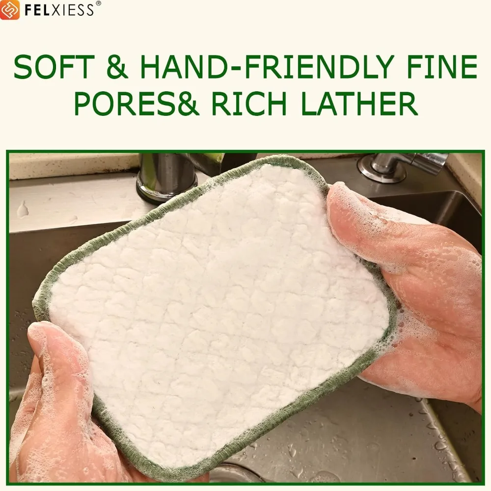Hot Selling Microfiber Scrubbing Pads for Kitchen Dishes Pots and Pans 6Pcs Non-Scratch Dish Cloths with Rich Lather Silver