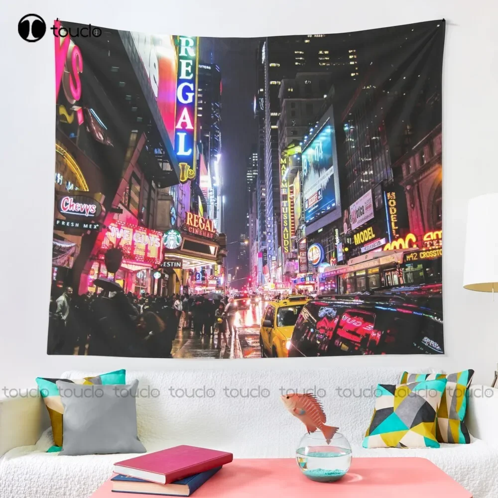 New York City Night Tapestry Tapestry Wall Hanging For Living Room Bedroom Dorm Room Home Decor Printed Tapestry Hanging Wall
