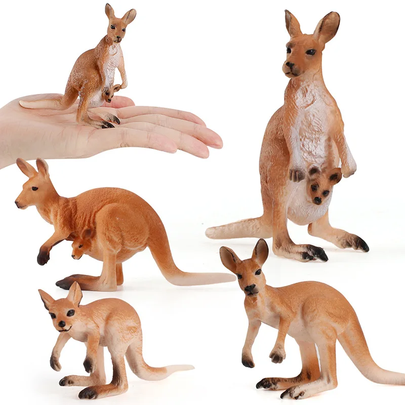 Simulation Wild Animals Figurines Toy Kangaroo Models Action Figures Forest animal Solid Ornament Cognition Kids Education Gifts