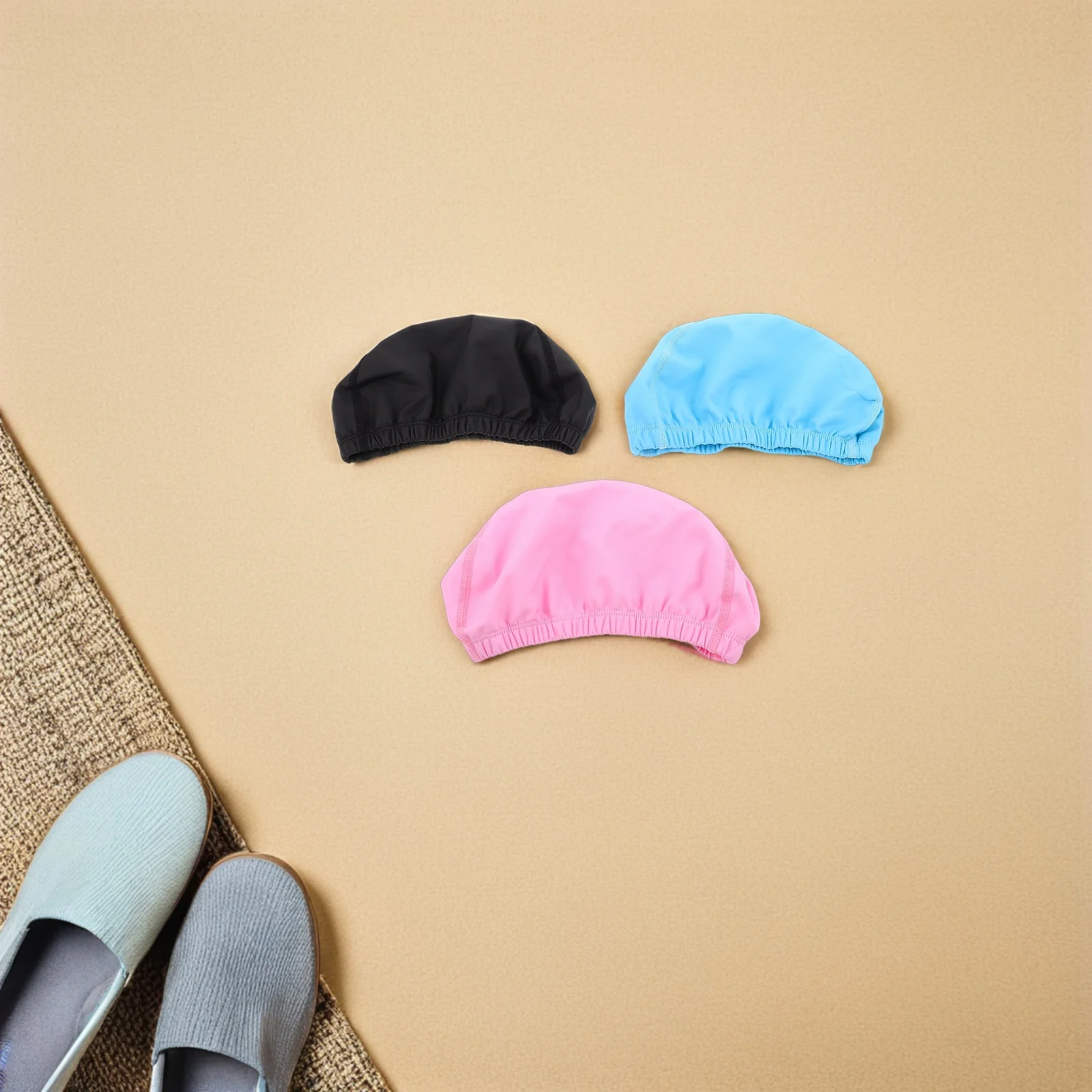 

3pcs Swim Caps: Breathable Waterproof Fabric Swimming Cap For Women Men Girls Adult Pool Beach Swim Training Cap For Long Hair