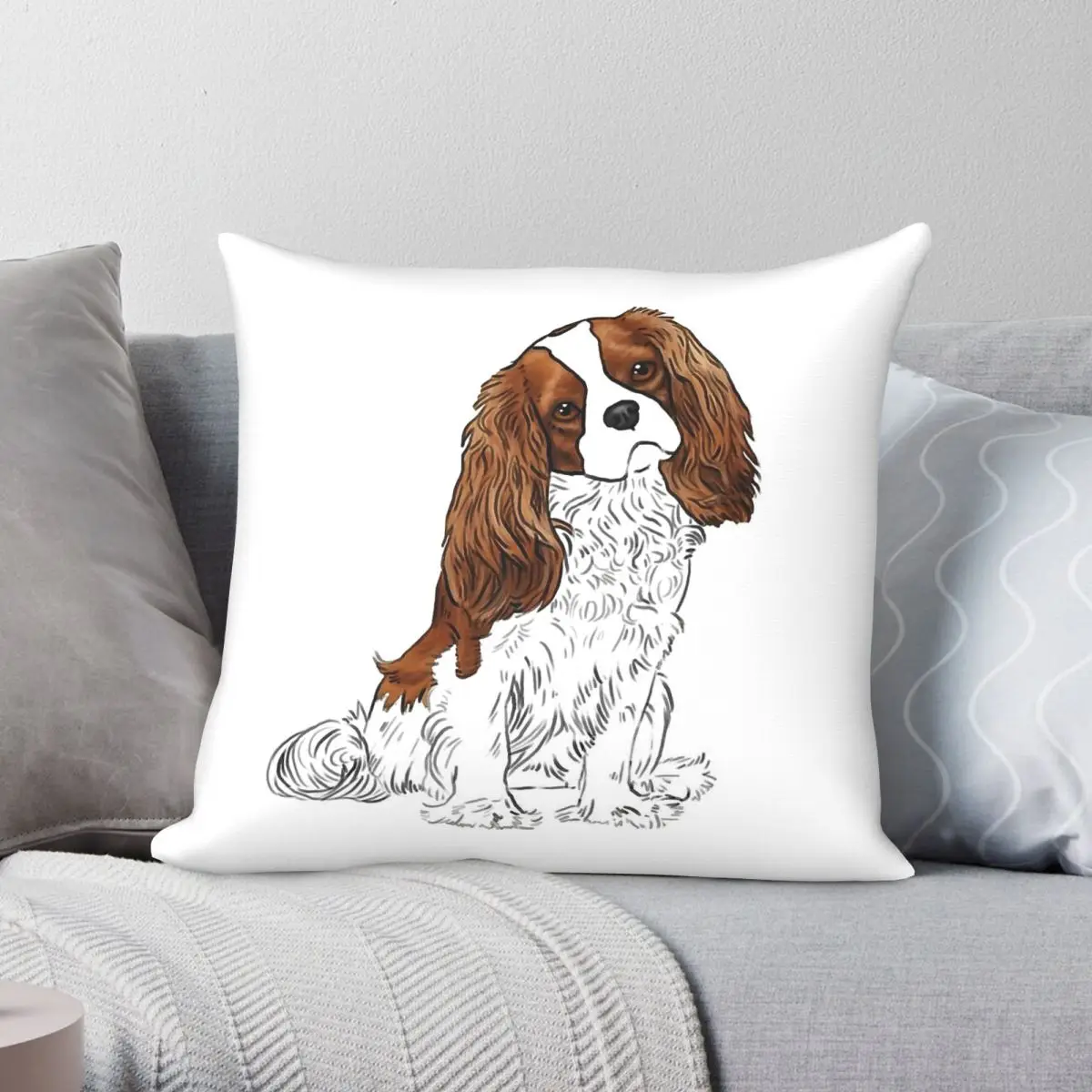 Cavalier King Charles Spaniel Blenheim Square Pillowcase Polyester Linen Velvet Creative Zip Pillow Case Room Cushion Cover 18