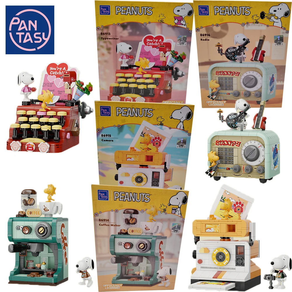 

New Genuine PANTASY Snoopy Building Blocks Retro Machine Series High Quality Exquisite Puzzle Model Toys Desktop Ornament Gifts