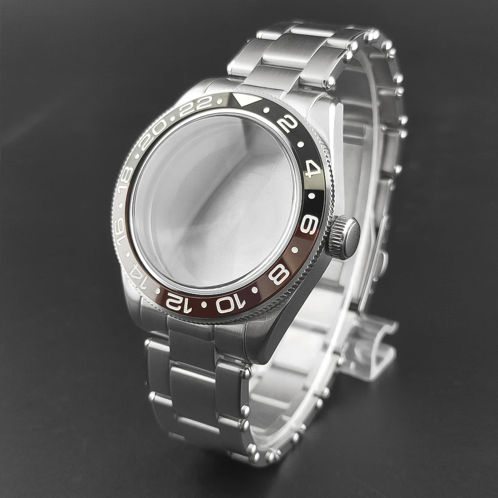 39mm silver watch case with domed sapphire glass, compatible with NH35 NH36 NH34 NH38 NH39 NH70 ETA2824 PT5000 movements. image 3