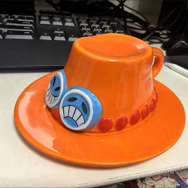 2024 One Piece Mug Water Cup Cosplay Creative Three Brothers Hat Shaped Coffee Cup Chopper Ace Sabo Ceramic Cup For Partie Gift