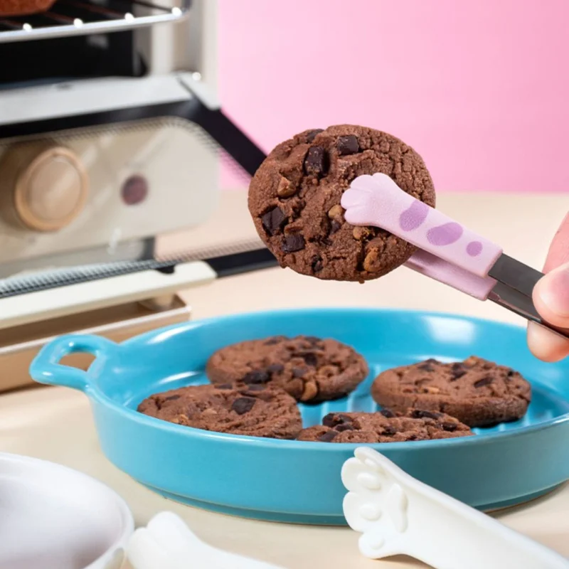 Cute Food Clip Silicone Mini Cat Claw Clip Snack Food Tongs Non-slip Handles BBQ Bread Ice Cube Clip Bread Serving Tong Kitchen