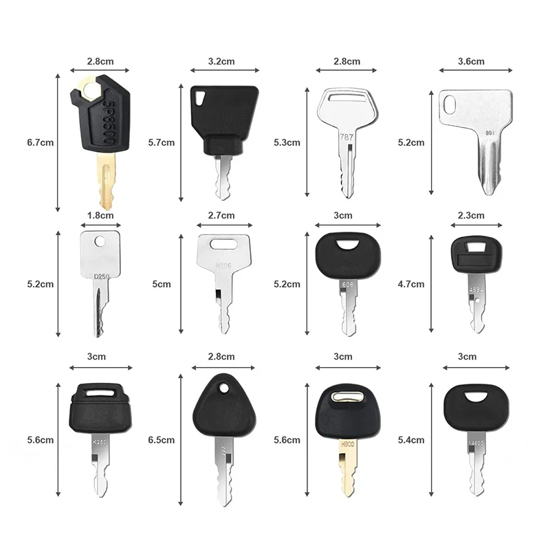 12 Keys Heavy Equipment Construction Ignition Key For Caterpillar Jcb Yanmar Kobelco For Volvo BOBCAT Hitachi Komatsu Excavator