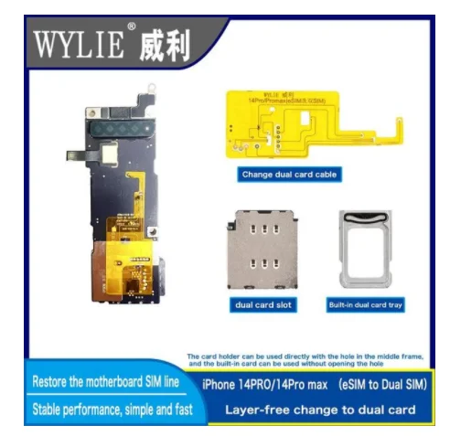 

Wylie eSim To Sim Slot Tray For iPhone 14 Pro Max 14ProMax 14Pro 14Plus Single SIM To Dual SIM Card Holder No N‮ee‬d Separation